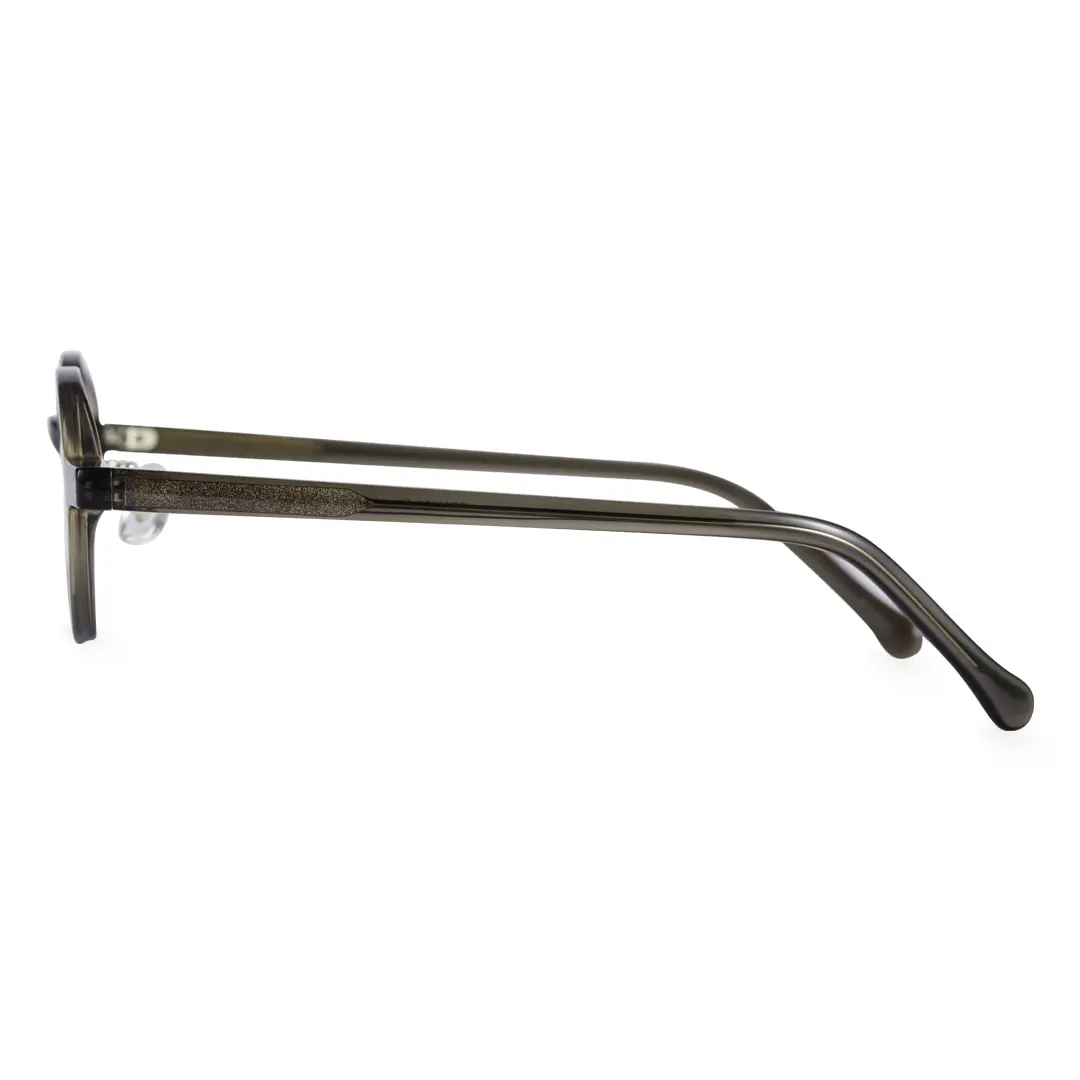 Side view of Lala vintage round acetate eyeglasses in grey. SPU: RA0012306