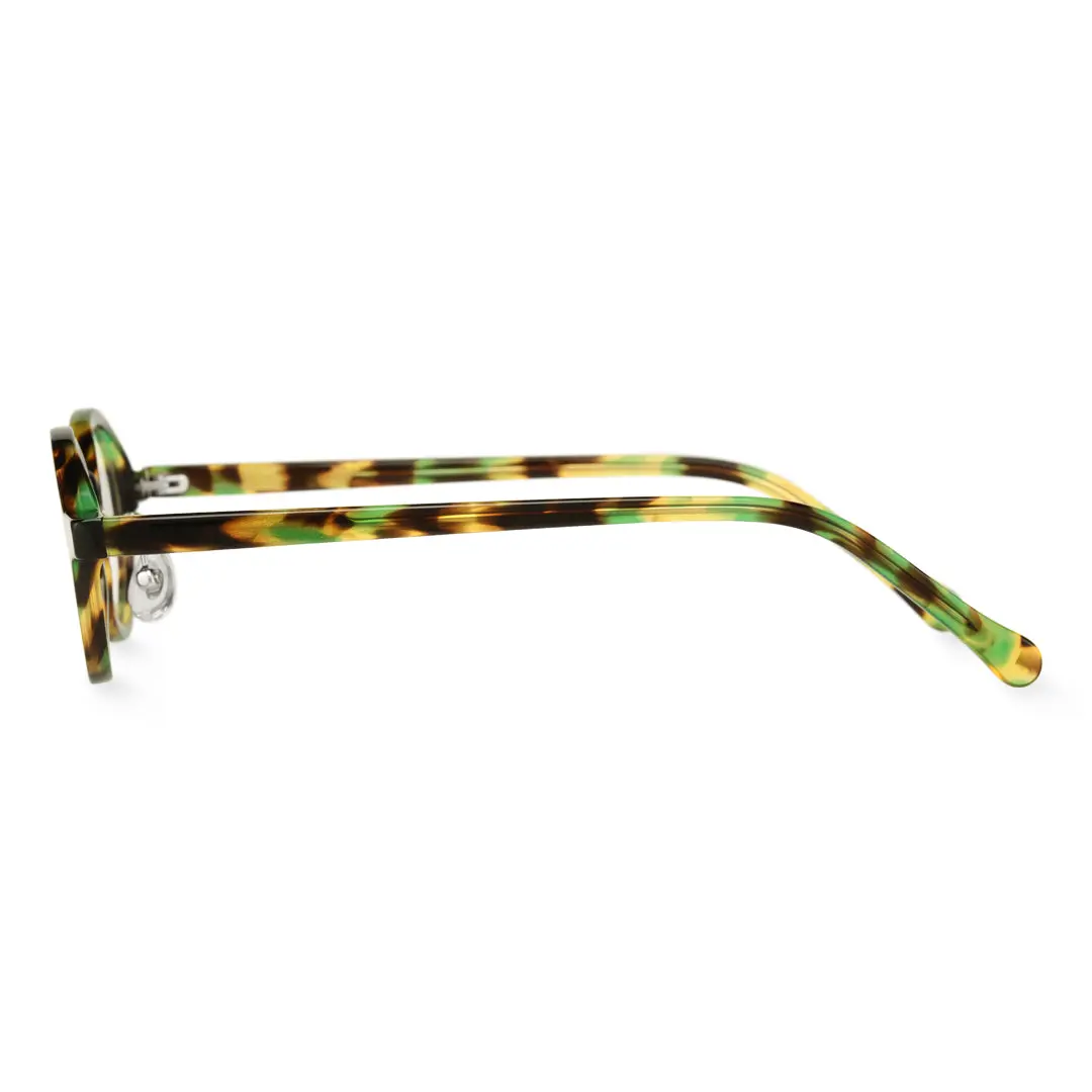Side view of Lala round acetate eyeglasses RA0012306 in tortoise