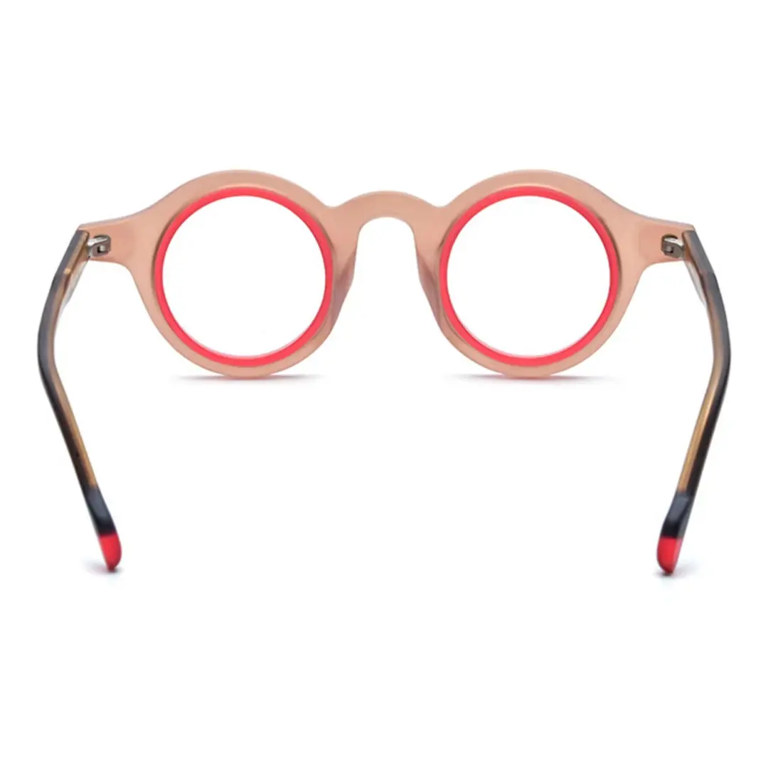 Back view of Fate vintage round acetate eyeglasses RA0012311 in brown