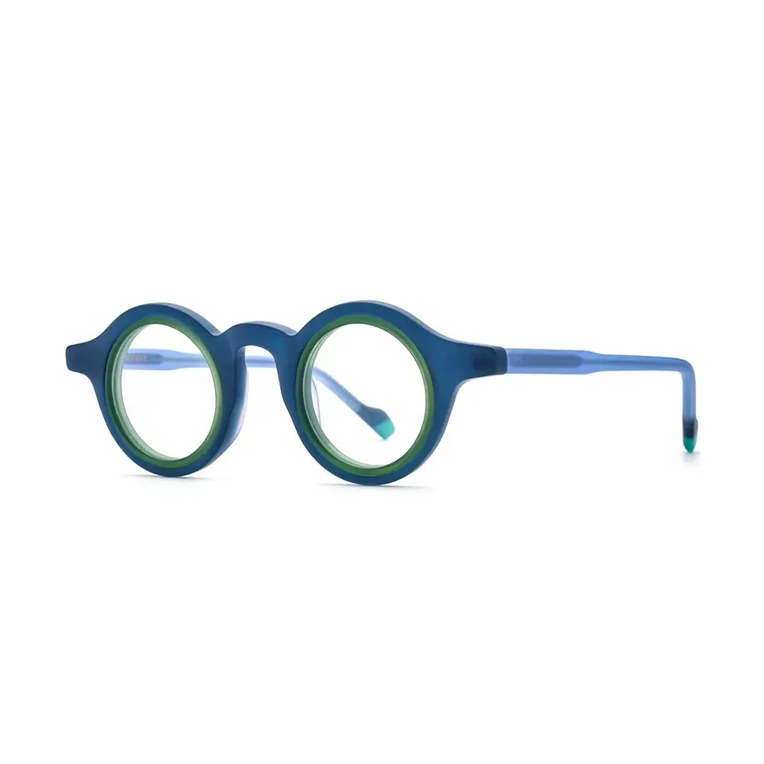 Angle view of Fate vintage round acetate eyeglasses RA0012311 in green