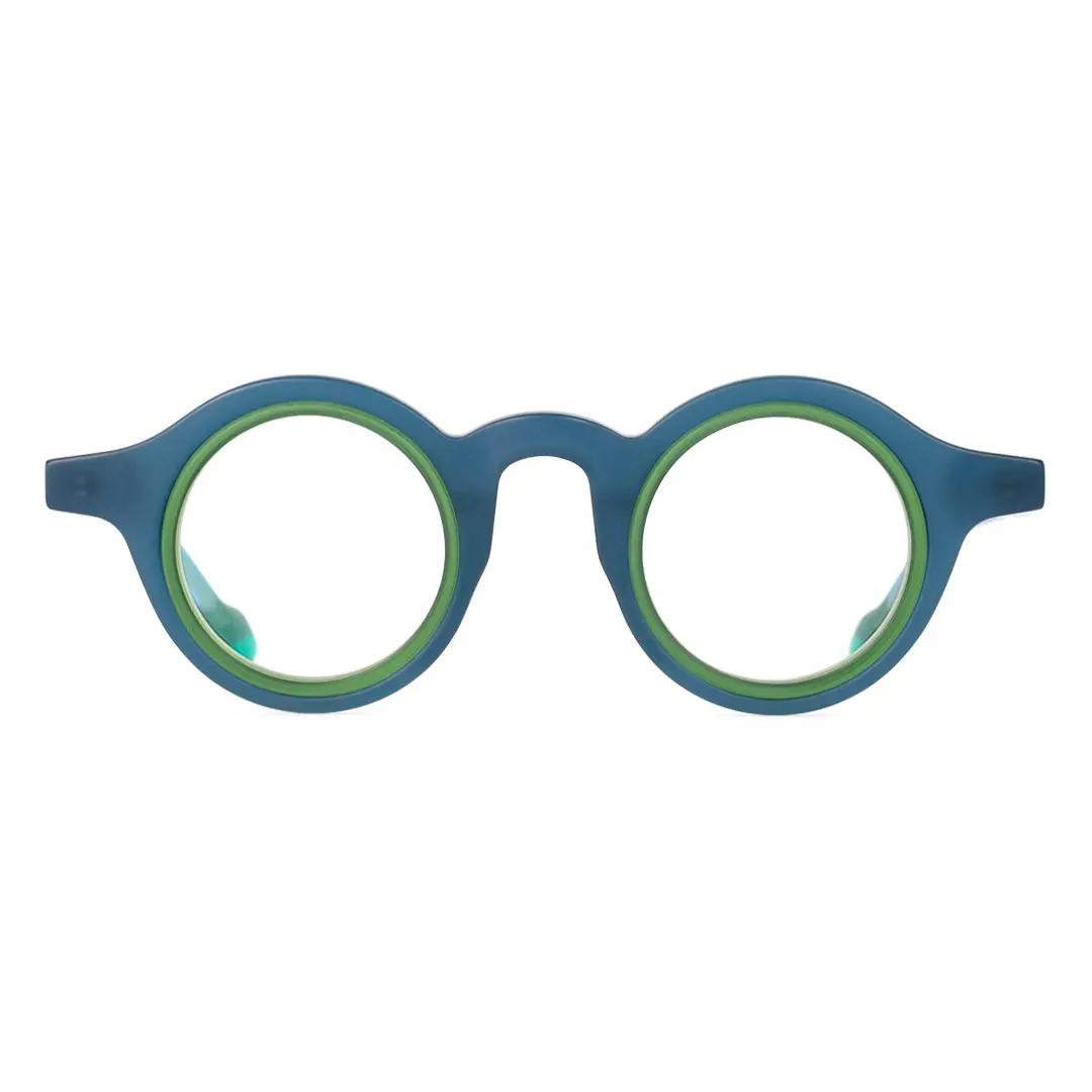 Front view of Fate vintage round acetate eyeglasses RA0012311 in green