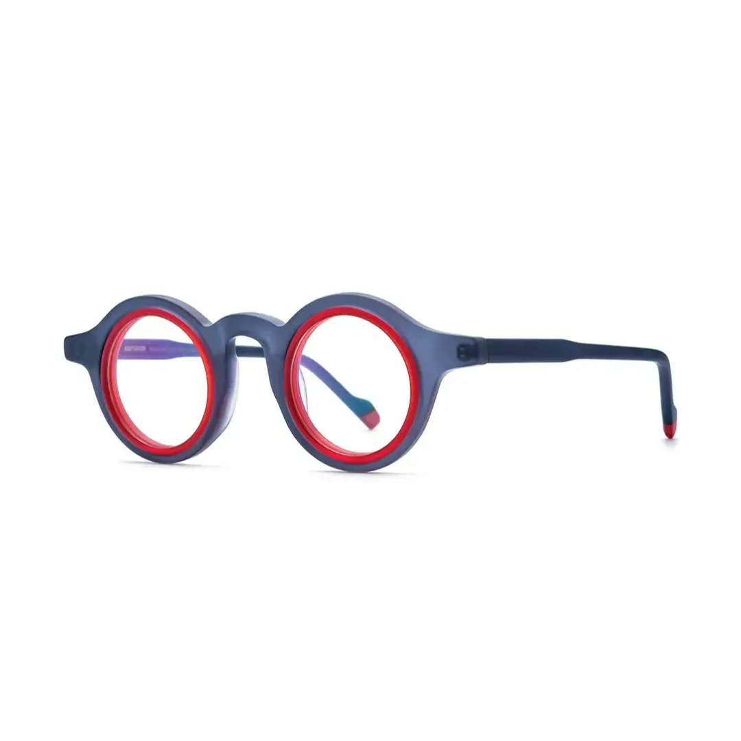Angle view of Fate vintage round acetate eyeglasses RA0012311 in grey