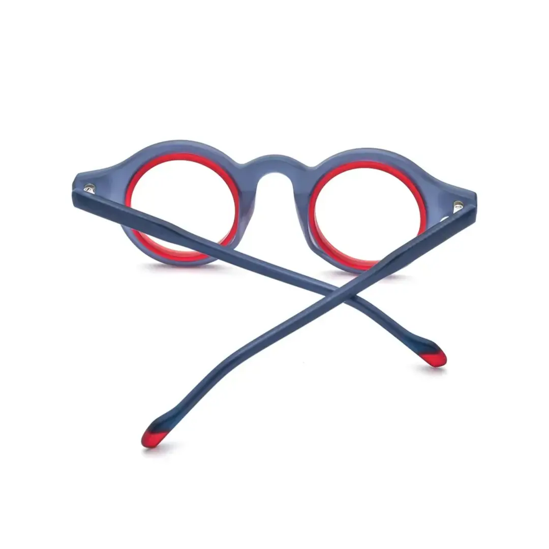 Back folded view of Fate vintage round acetate eyeglasses RA0012311 in grey