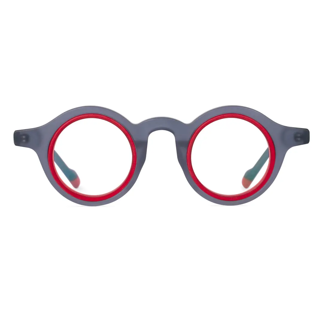 Front view of Fate vintage round acetate eyeglasses RA0012311 in grey