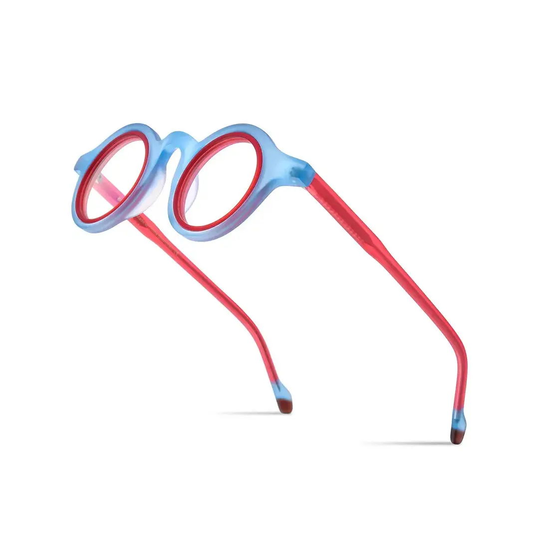 Frame detail view of Fate vintage round acetate eyeglasses RA0012311 in light blue