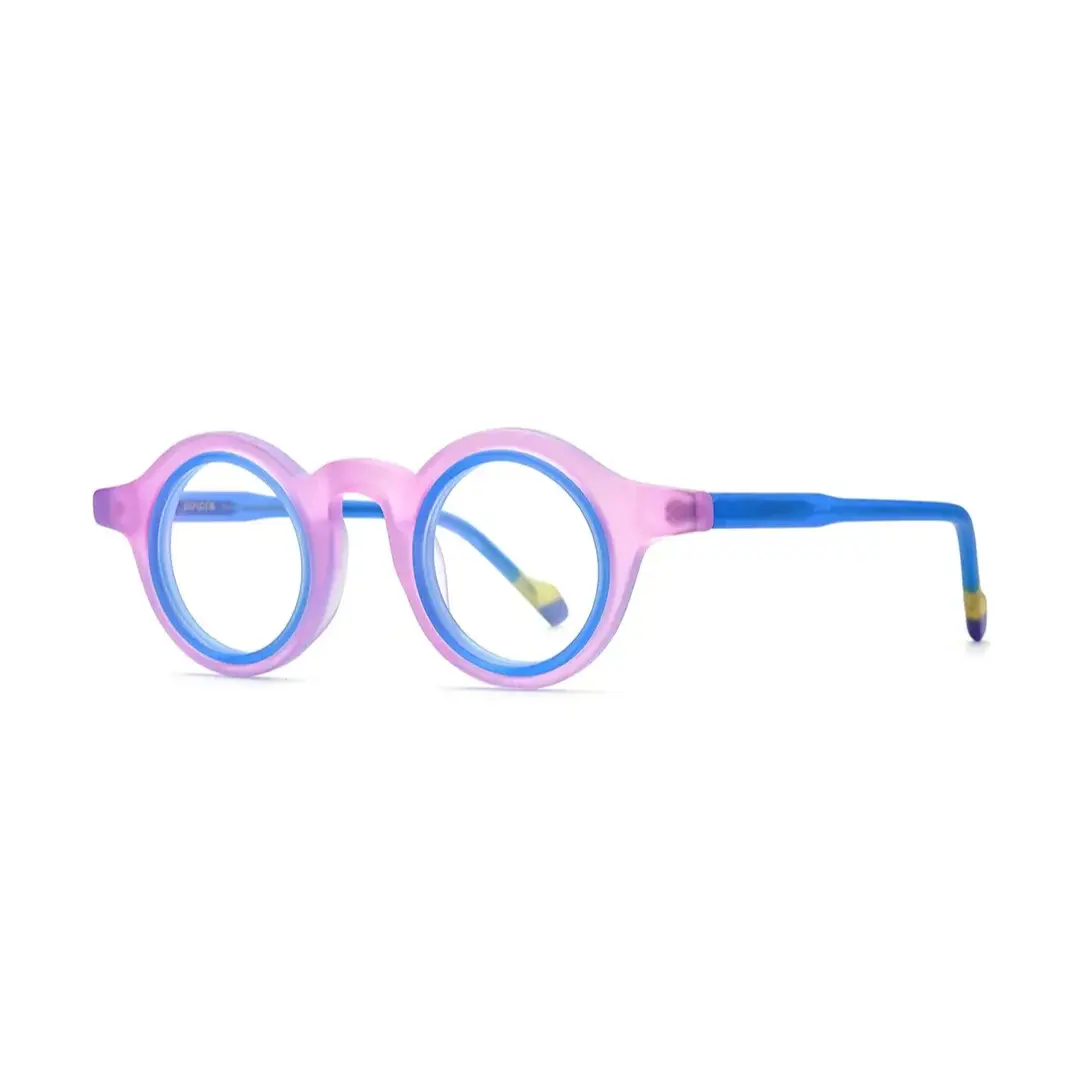 Angle view of Fate vintage round acetate eyeglasses RA0012311 in pink