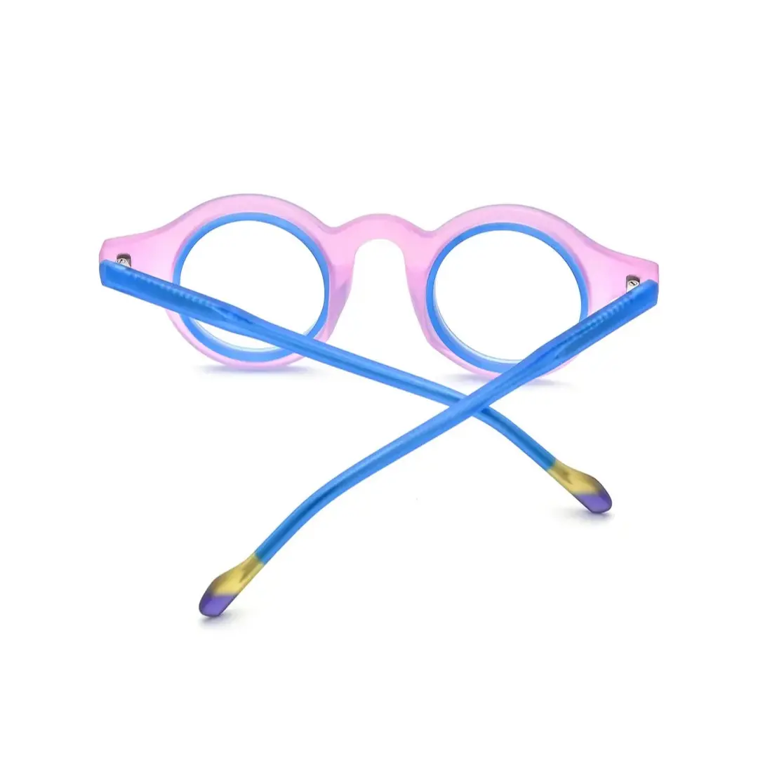 Back folded view of Fate vintage round acetate eyeglasses RA0012311 in pink