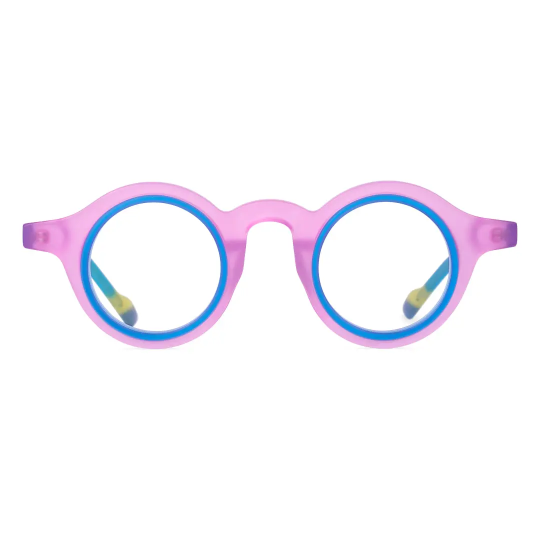 Front view of Fate vintage round acetate eyeglasses RA0012311 in pink