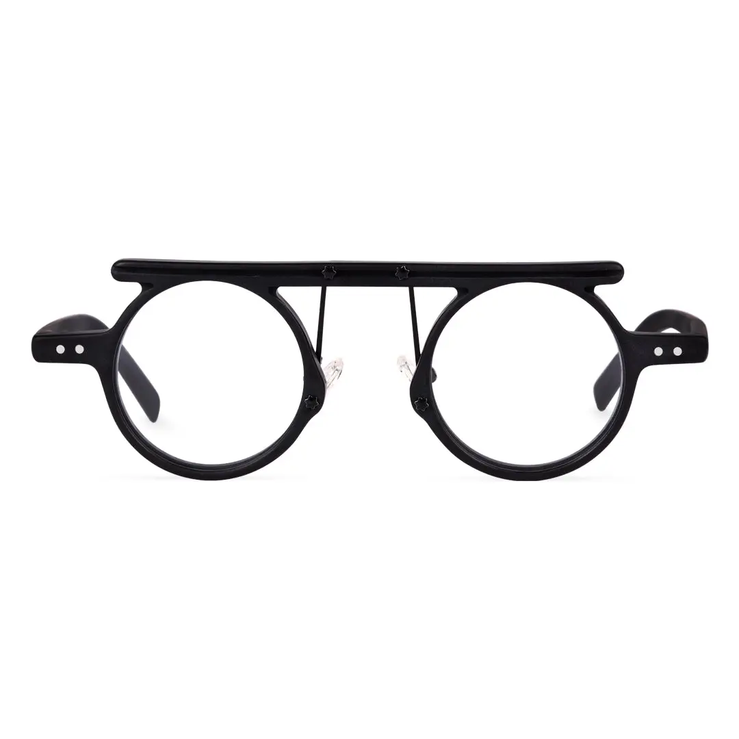 Front view of Susie vintage round acetate eyeglasses RA0012405 in black