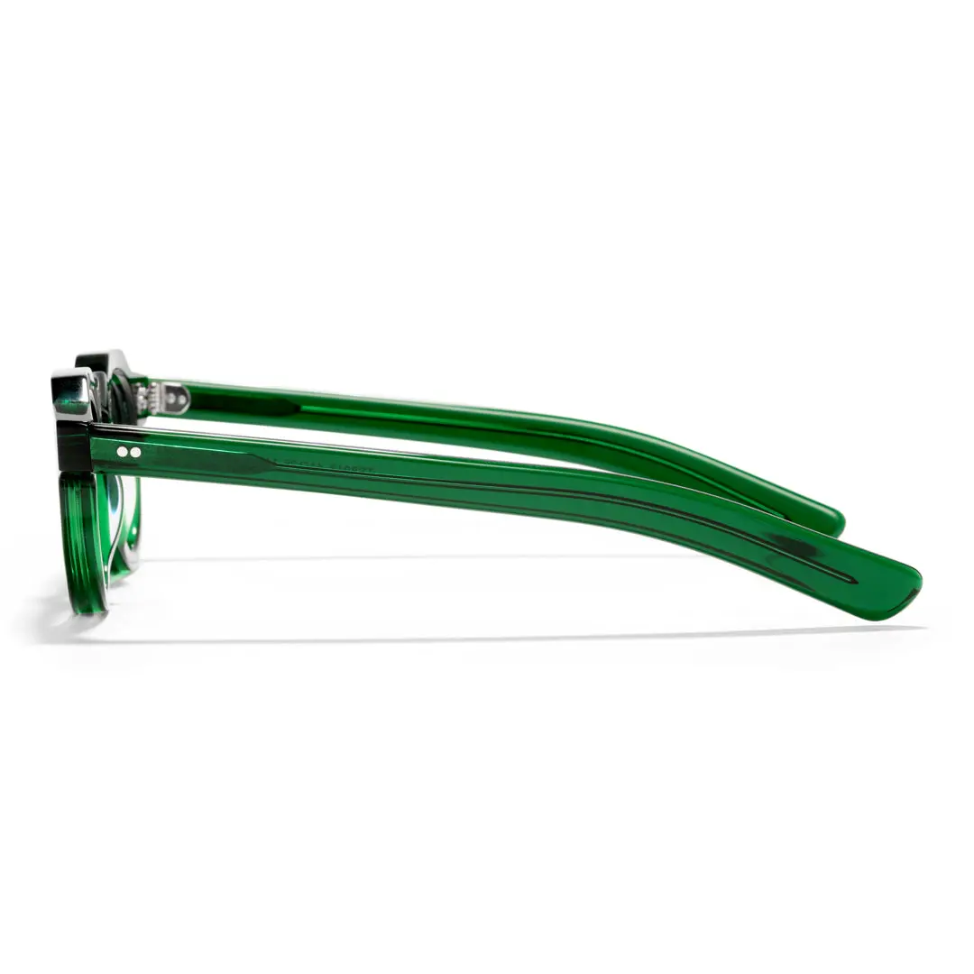 Side view of Send vintage round acetate eyeglasses RA0012412 in green