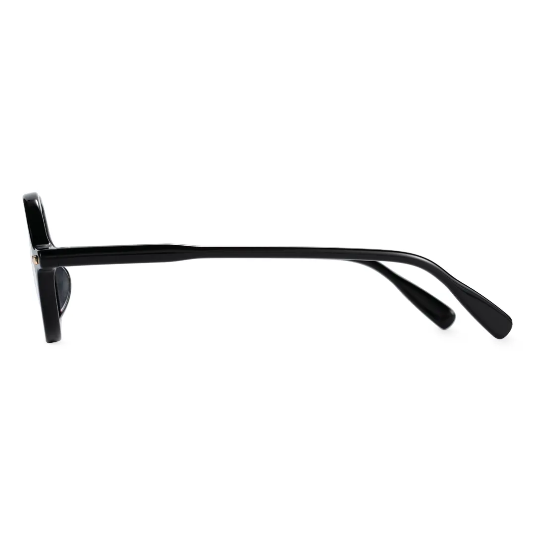 Side view of Paola round acetate eyeglasses RA0022212 in black