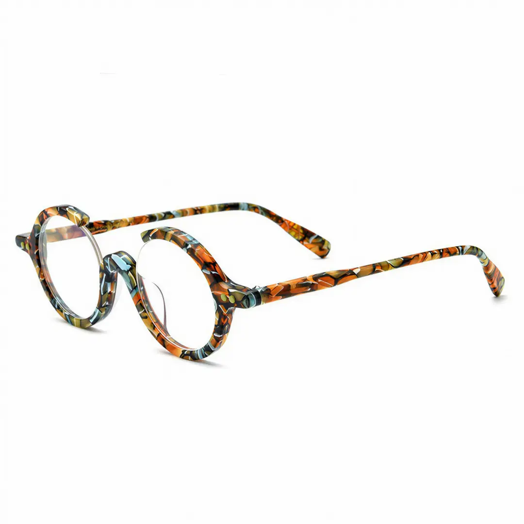 Angle view of Paola round acetate eyeglasses RA0022212 in multicolor