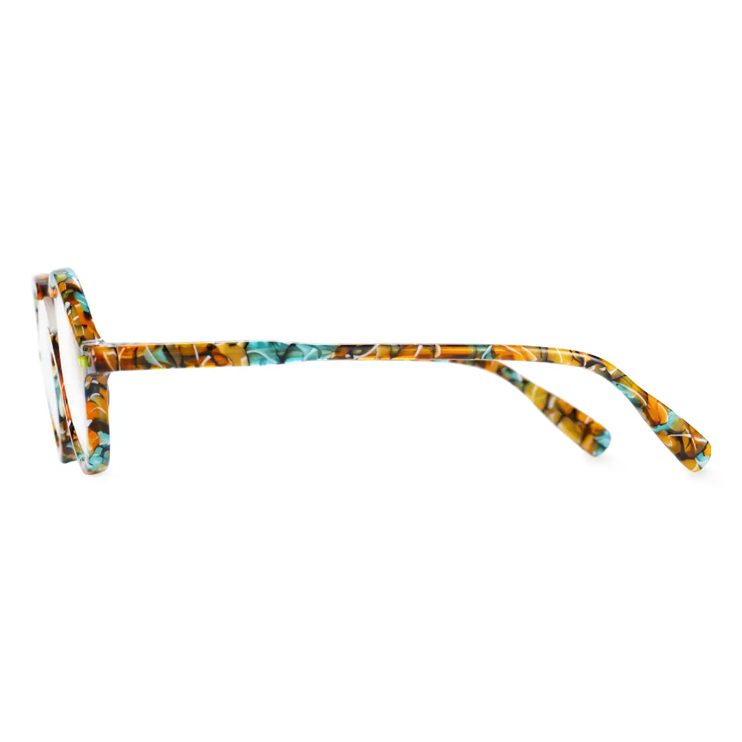 Side view of Paola round acetate eyeglasses RA0022212 in multicolor