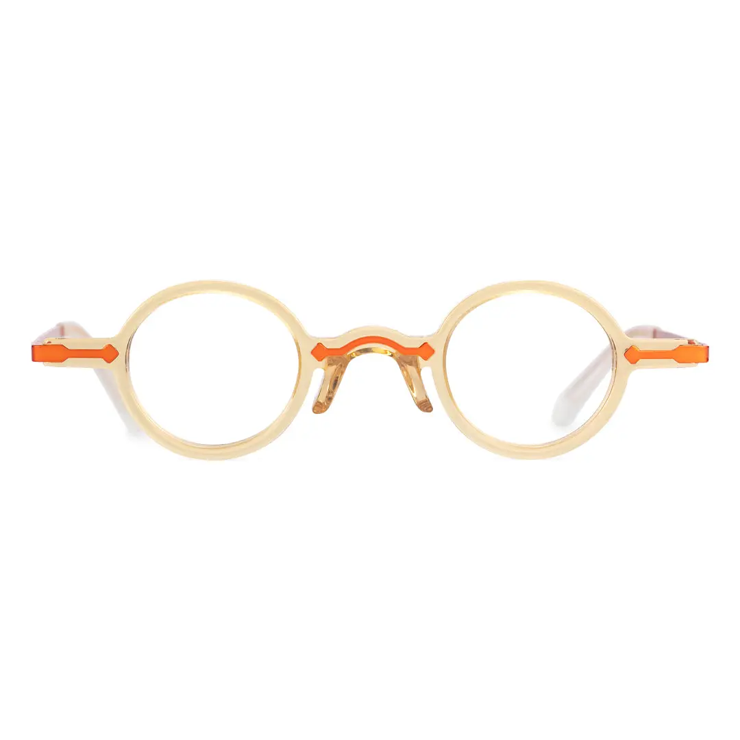 Front view of Edie round acetate eyeglasses RA0022301 in beige