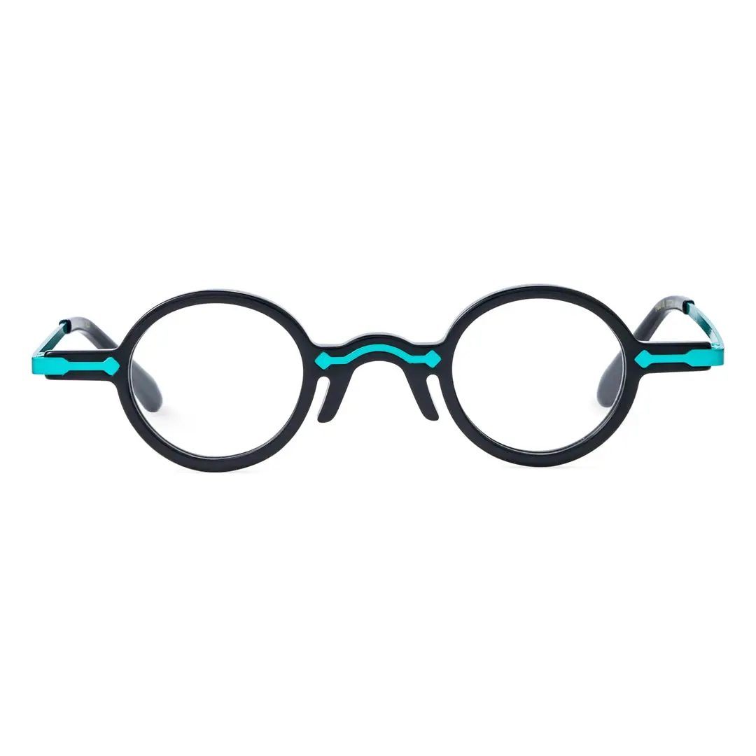 Front view of Edie vintage round acetate eyeglasses RA0022301 in black