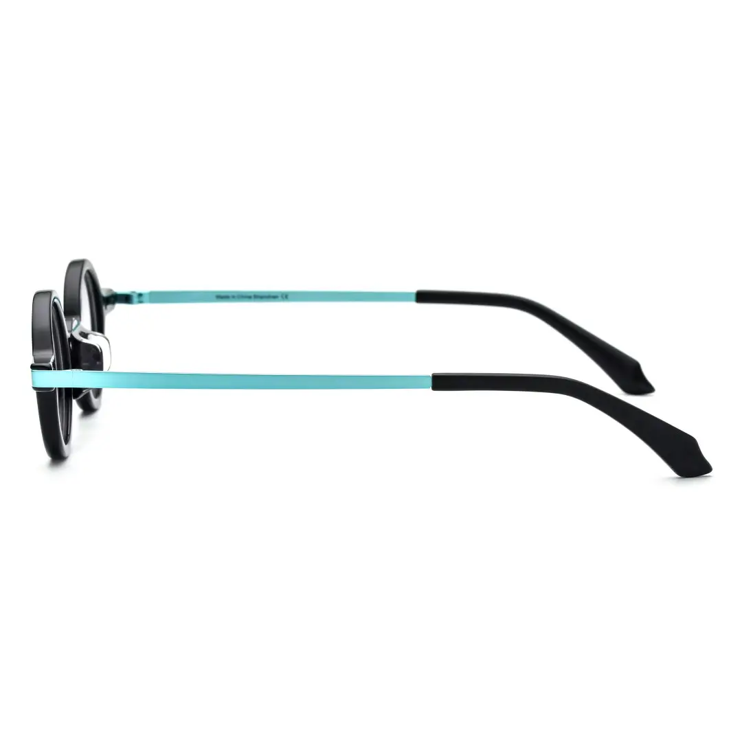 Side view of Edie vintage round acetate eyeglasses RA0022301 in black