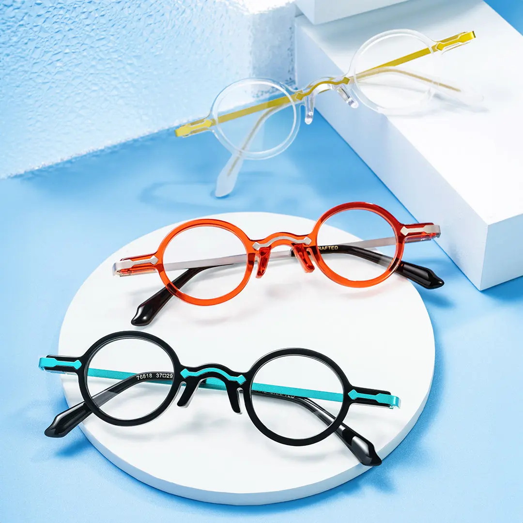 Scene view of Edie vintage round acetate eyeglasses RA0022301 in orange