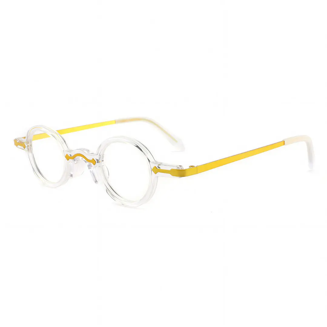 Angle view of Edie vintage round acetate eyeglasses RA0022301 in white