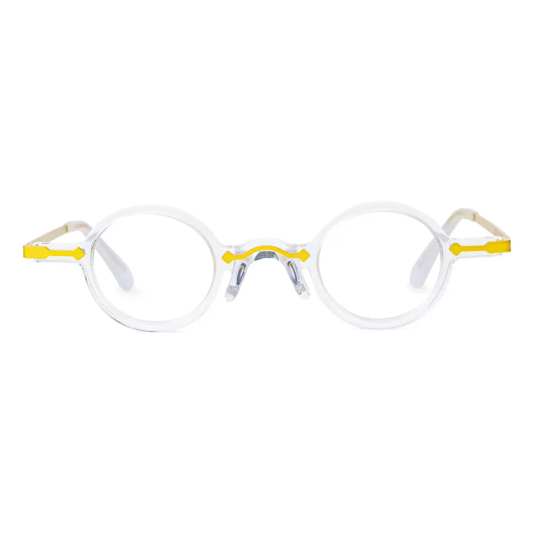 Front view of Edie vintage round acetate eyeglasses RA0022301 in white