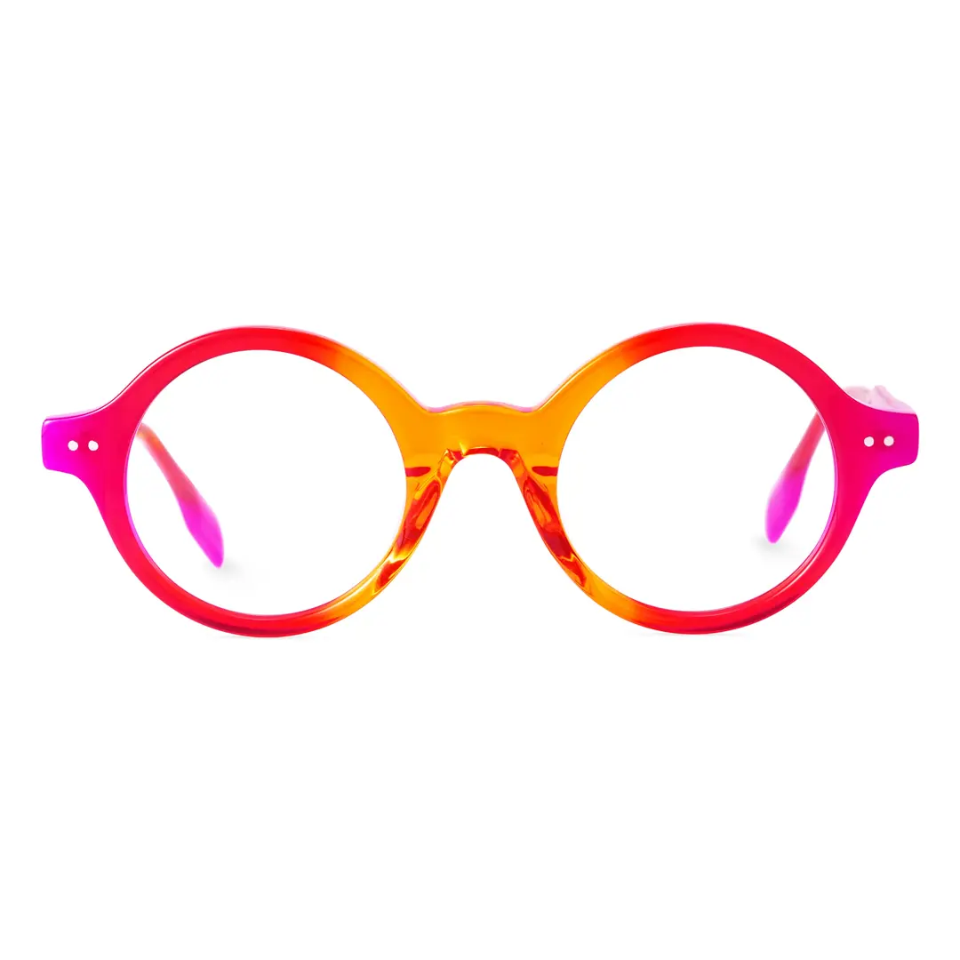 Front view of Luv colorful round acetate eyeglasses RA0022307 in orange