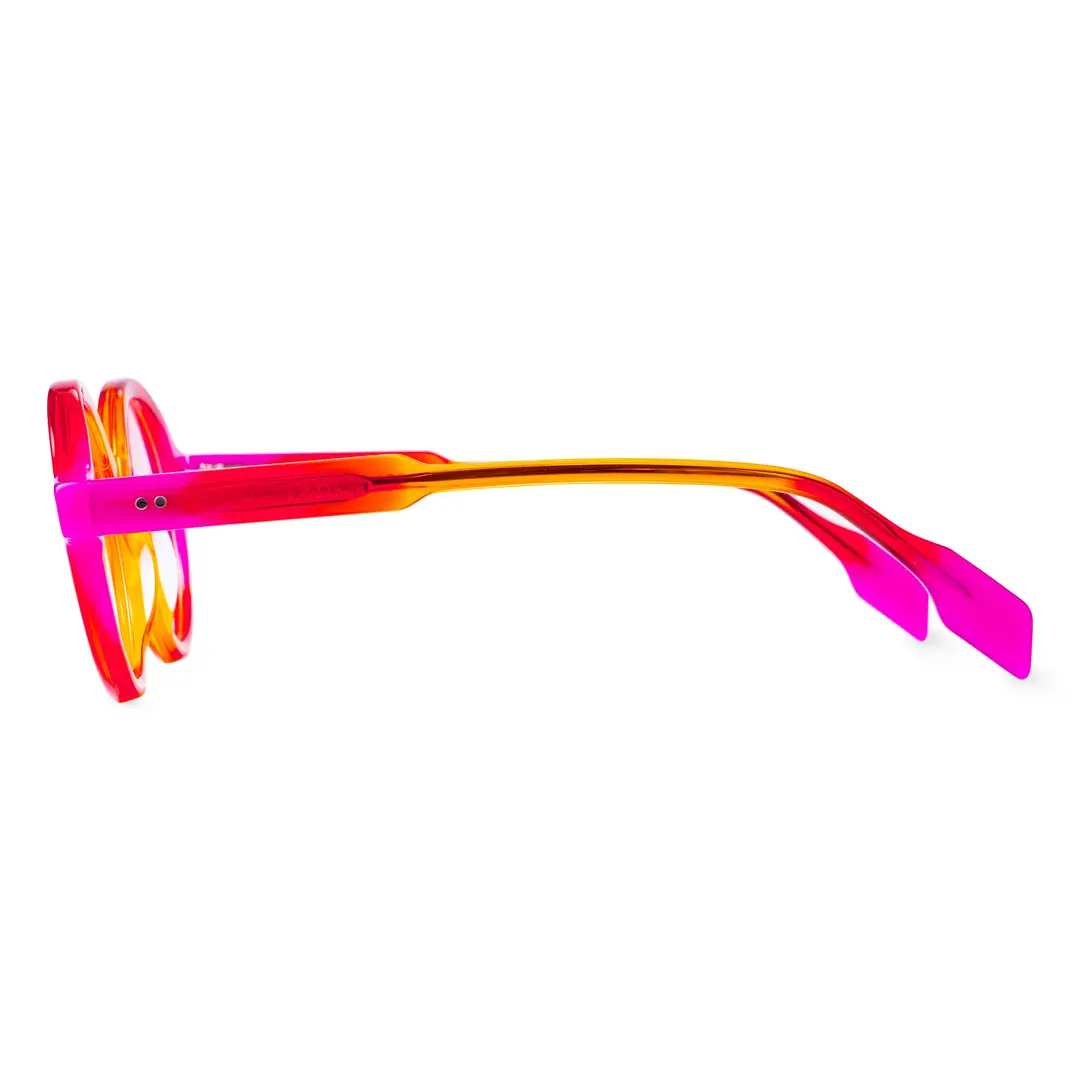 Side view of Luv colorful round acetate eyeglasses in orange. SPU: RA0022307