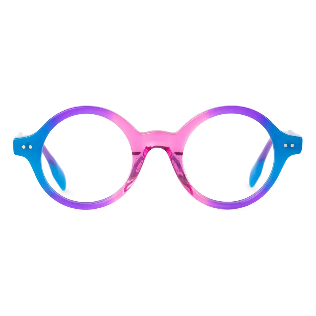 Front view of Luv colorful round acetate eyeglasses RA0022307 in pink