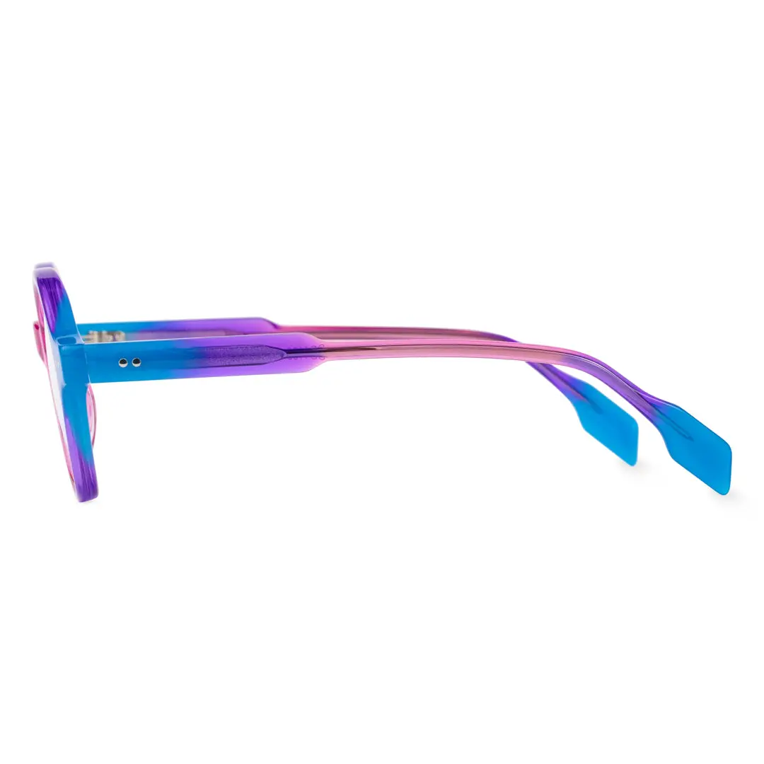 Side view of Luv colorful round acetate eyeglasses in pink. SPU: RA0022307