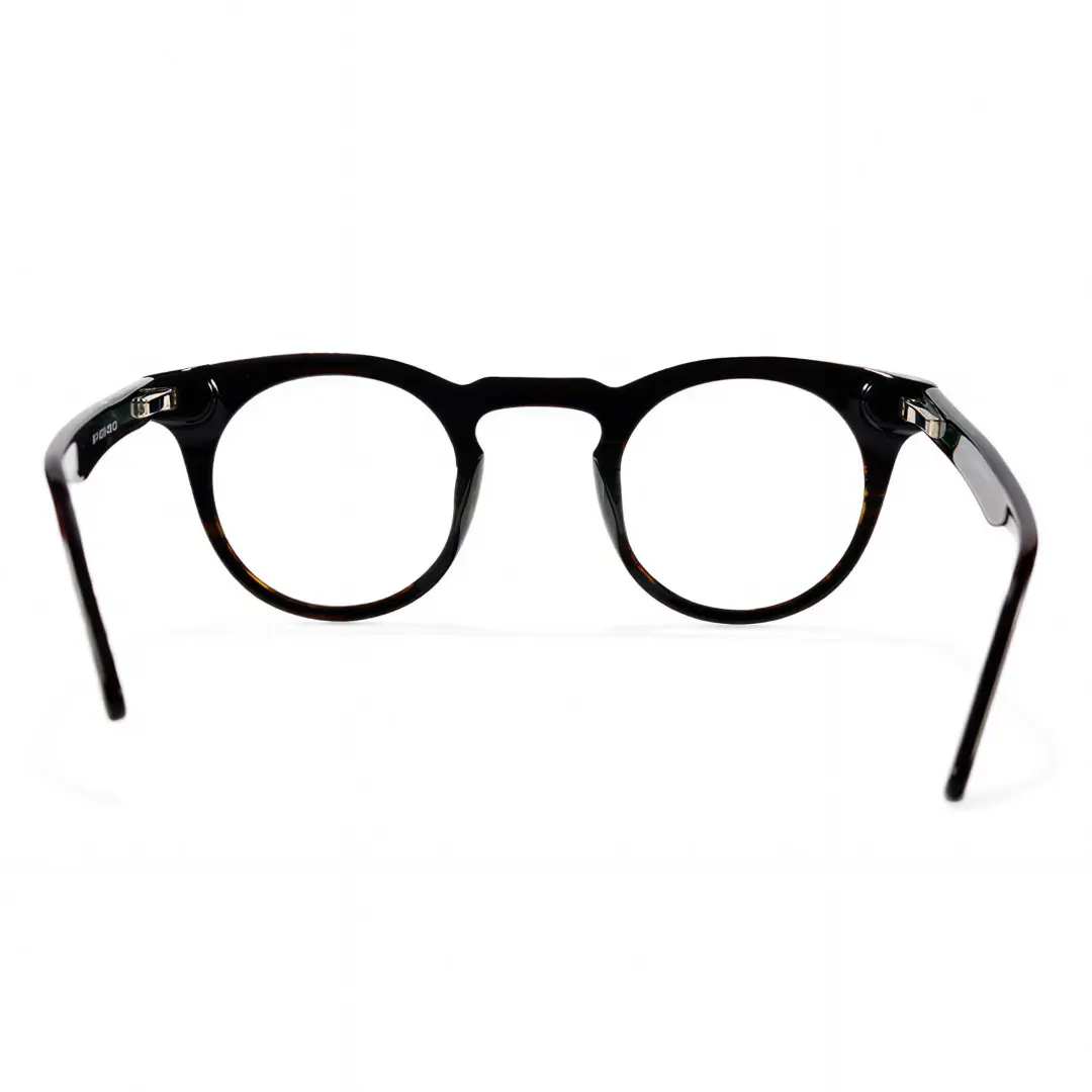 Back view of Esta colorful round acetate eyeglasses RA0032303 in black