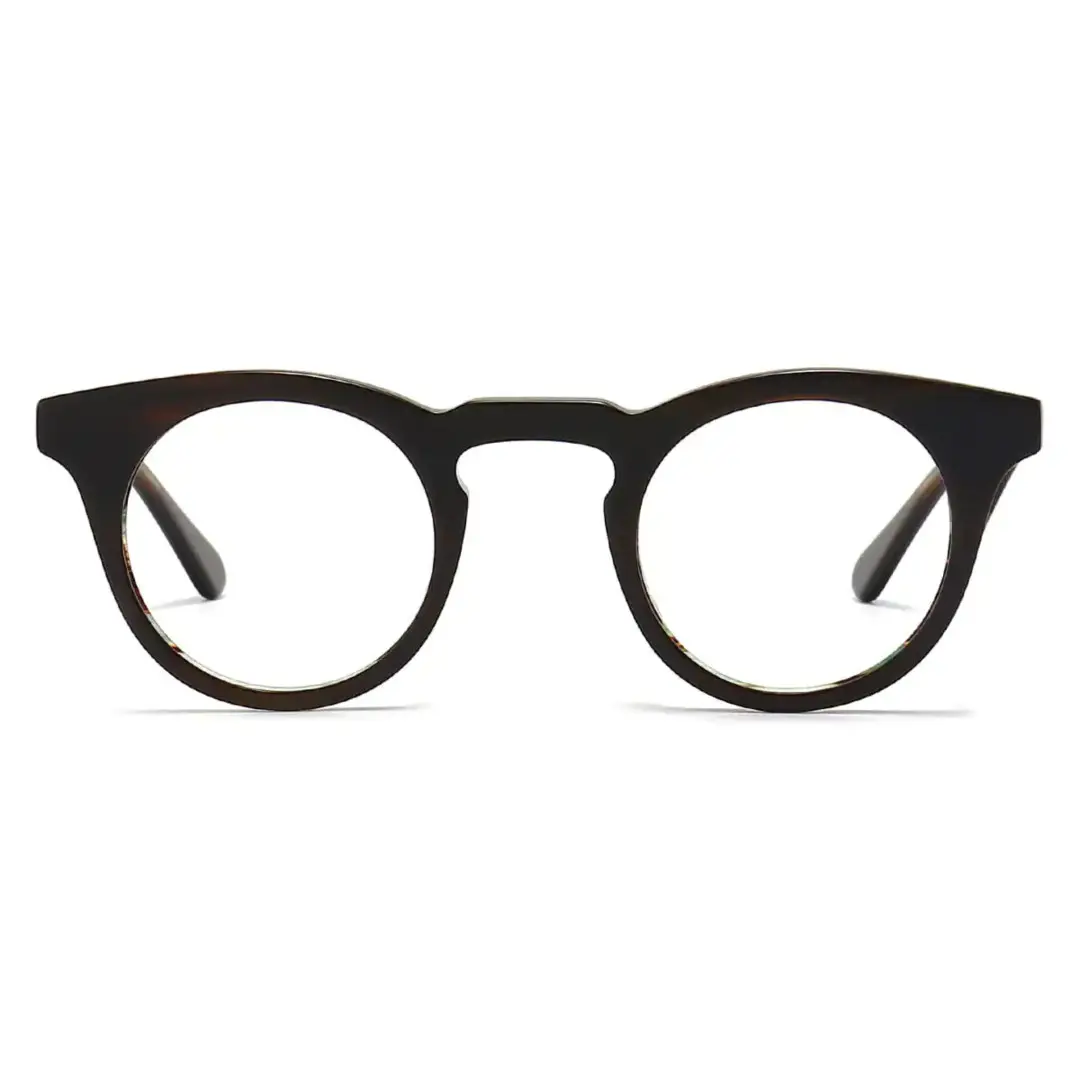 Front view of Esta colorful round acetate eyeglasses RA0032303 in black
