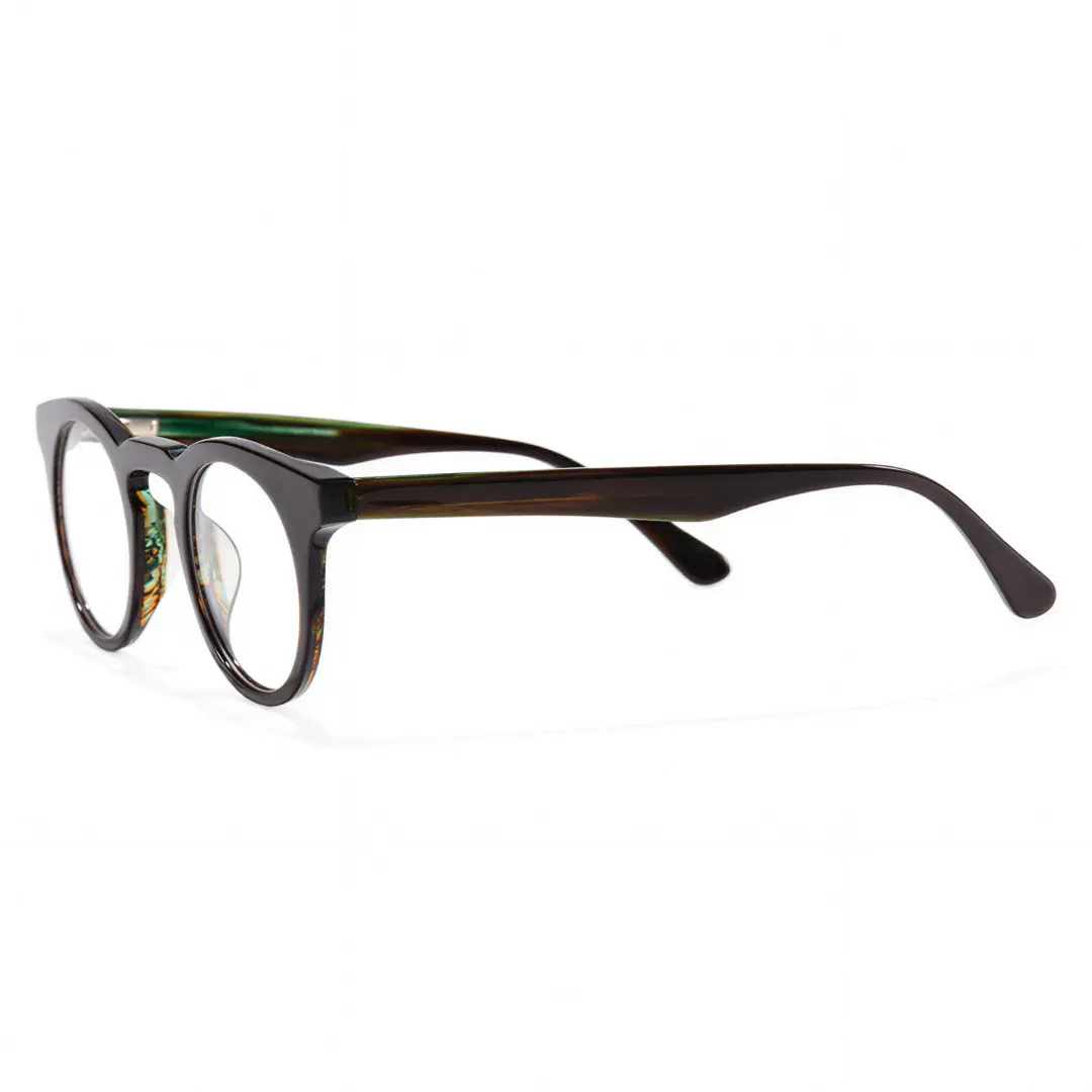 Side view of Esta colorful round acetate eyeglasses RA0032303 in black