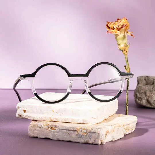 Scene view of Adds round acetate eyeglasses RA0032312 in two-tone