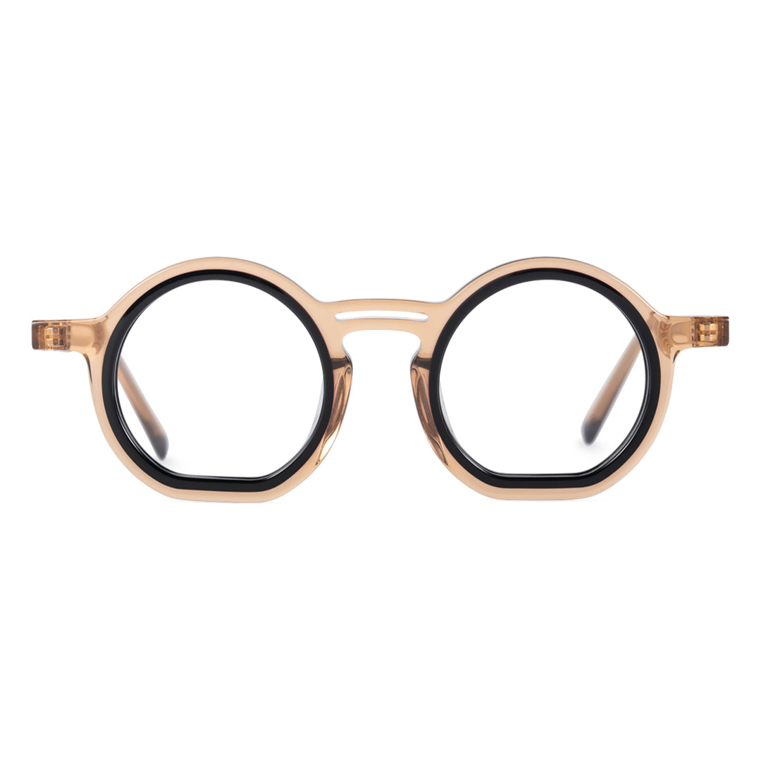 Front view of Brody vintage round acetate eyeglasses RA0032401 in gold