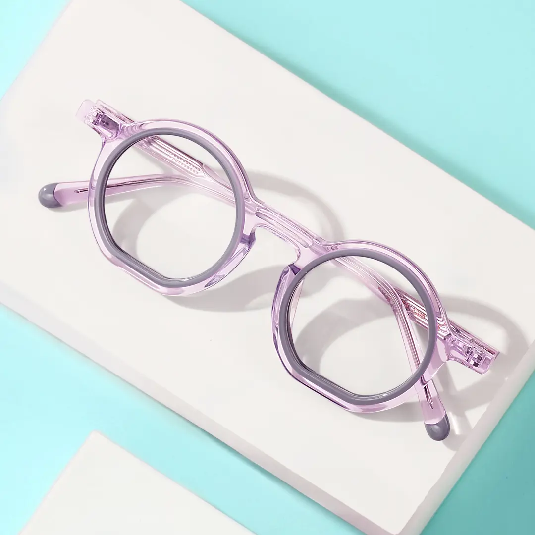Scene view of Brody vintage round acetate eyeglasses RA0032401 in purple