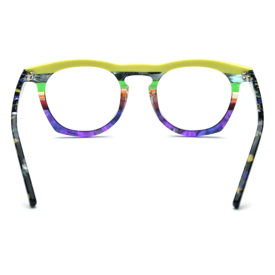 Side view of Mious colorful round acetate eyeglasses RA0032407 in green
