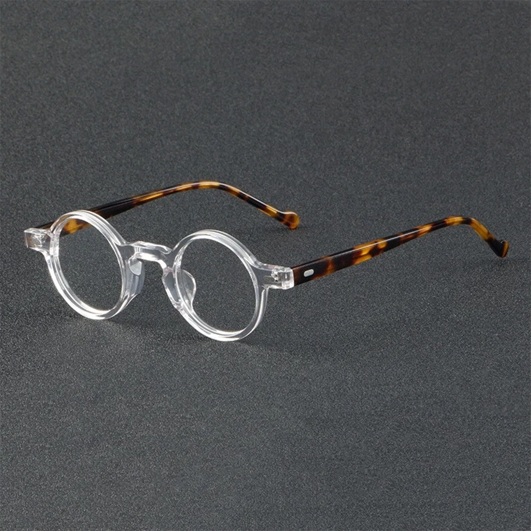 Scene view of Eirene round acetate eyeglasses RA0042301 in clear