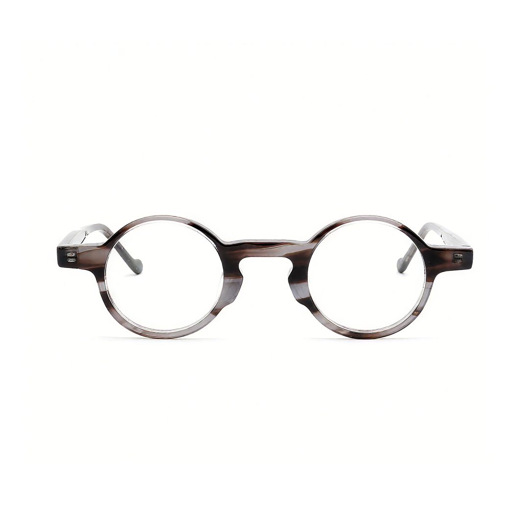 Front view of Maat round acetate eyeglasses RA0042303 in brown