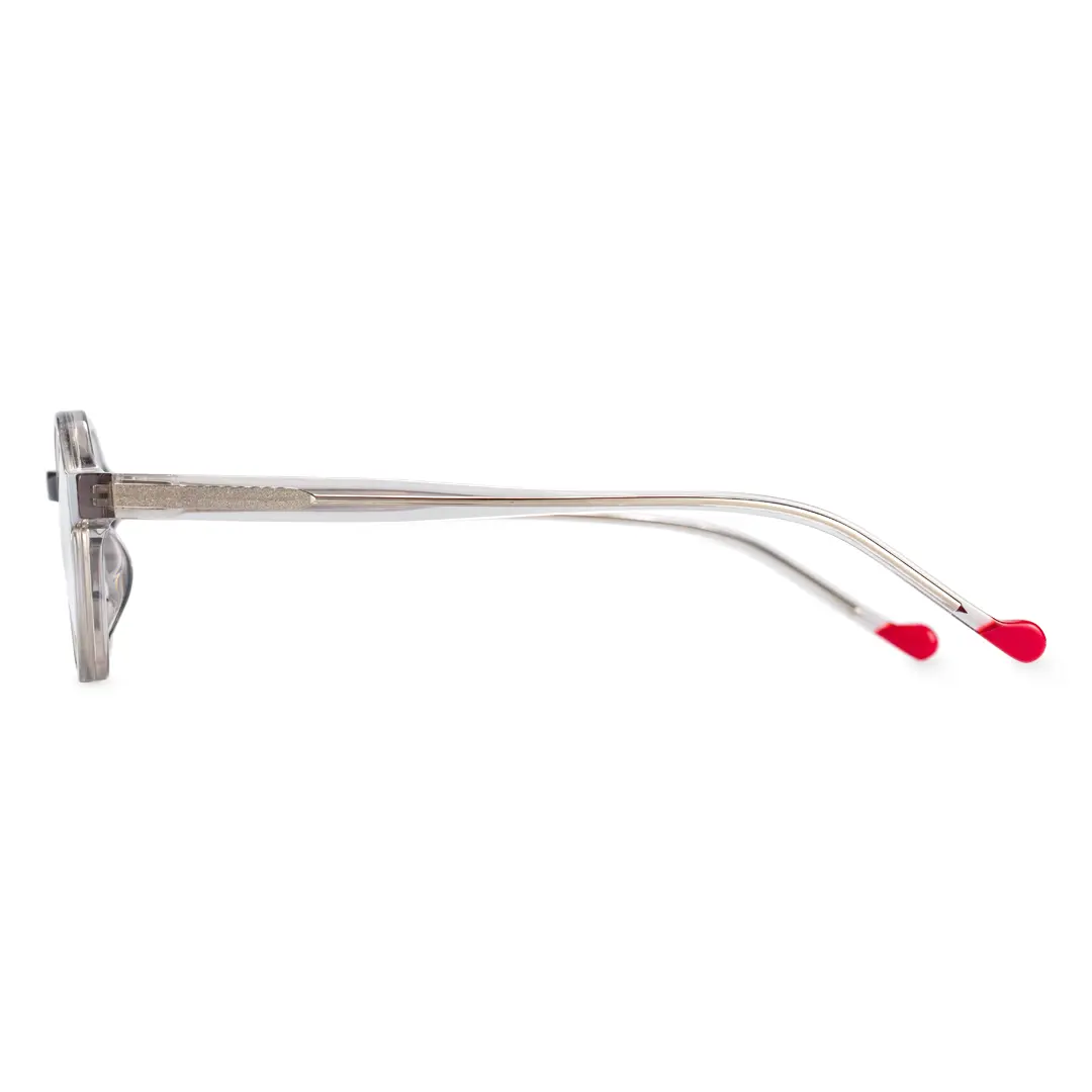 Side view of Maat round acetate eyeglasses RA0042303 in silver