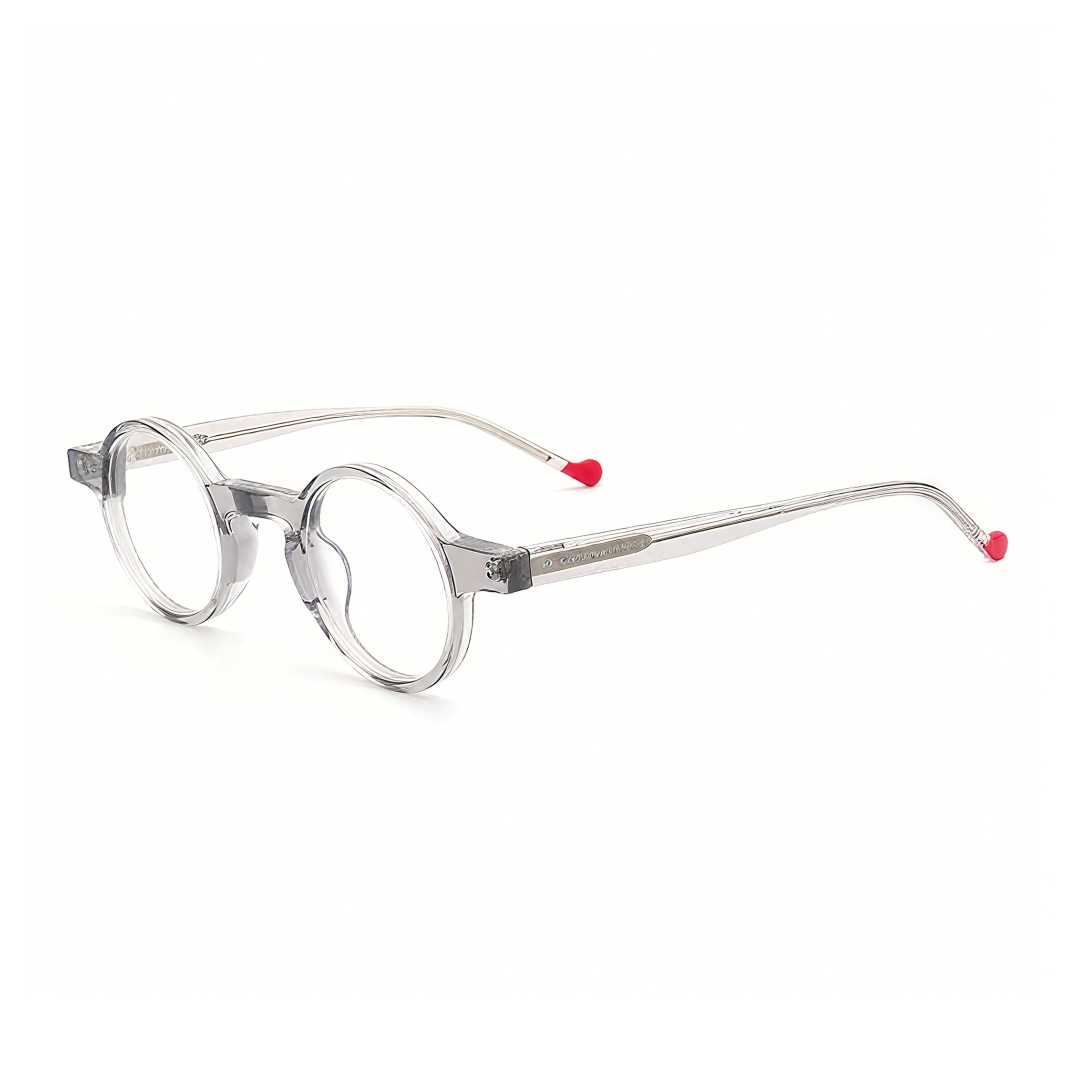 Angle view of Maat vintage round acetate eyeglasses in silver. SPU: RA0042303