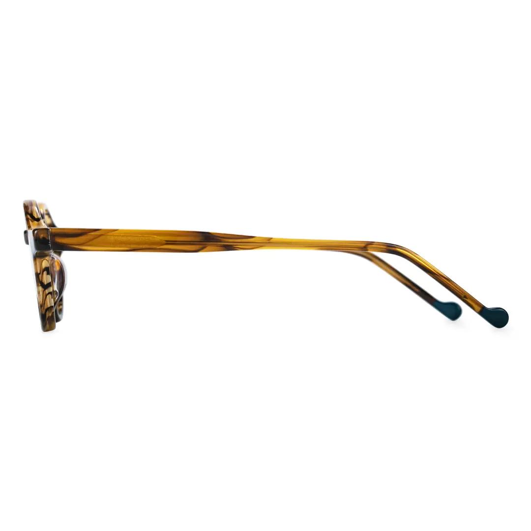 Side view of Maat vintage round acetate eyeglasses in yellow tortoise. SPU: RA0042303