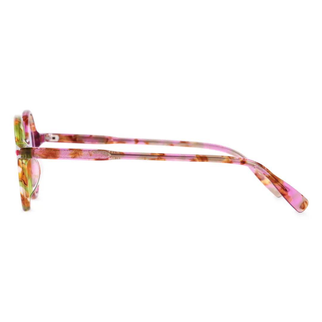 Side view of Stellar colorful round acetate eyeglasses RA0052207 in multicolor