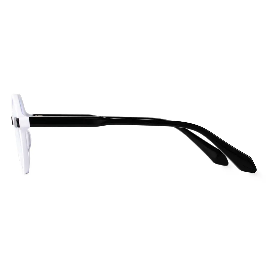 Side view of Sina round acetate eyeglasses RA0052305 in black
