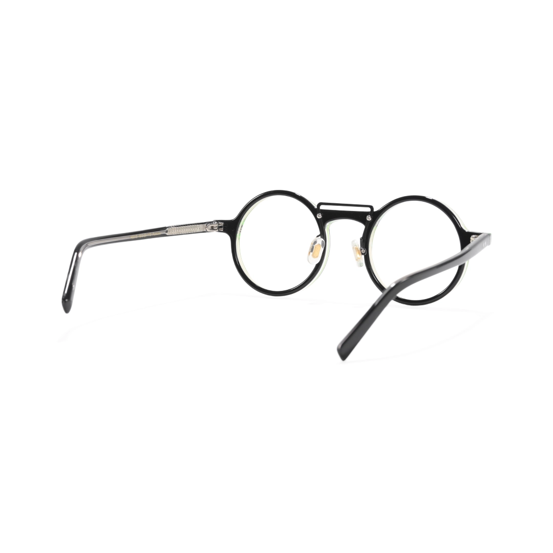 Back view of May steampunk round acetate eyeglasses RA0052306 in green