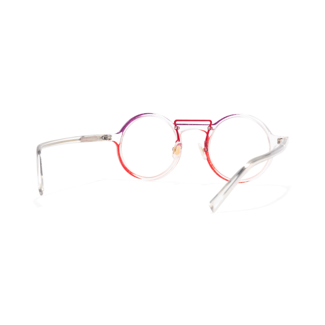 Back view of May steampunk round acetate eyeglasses RA0052306 in red