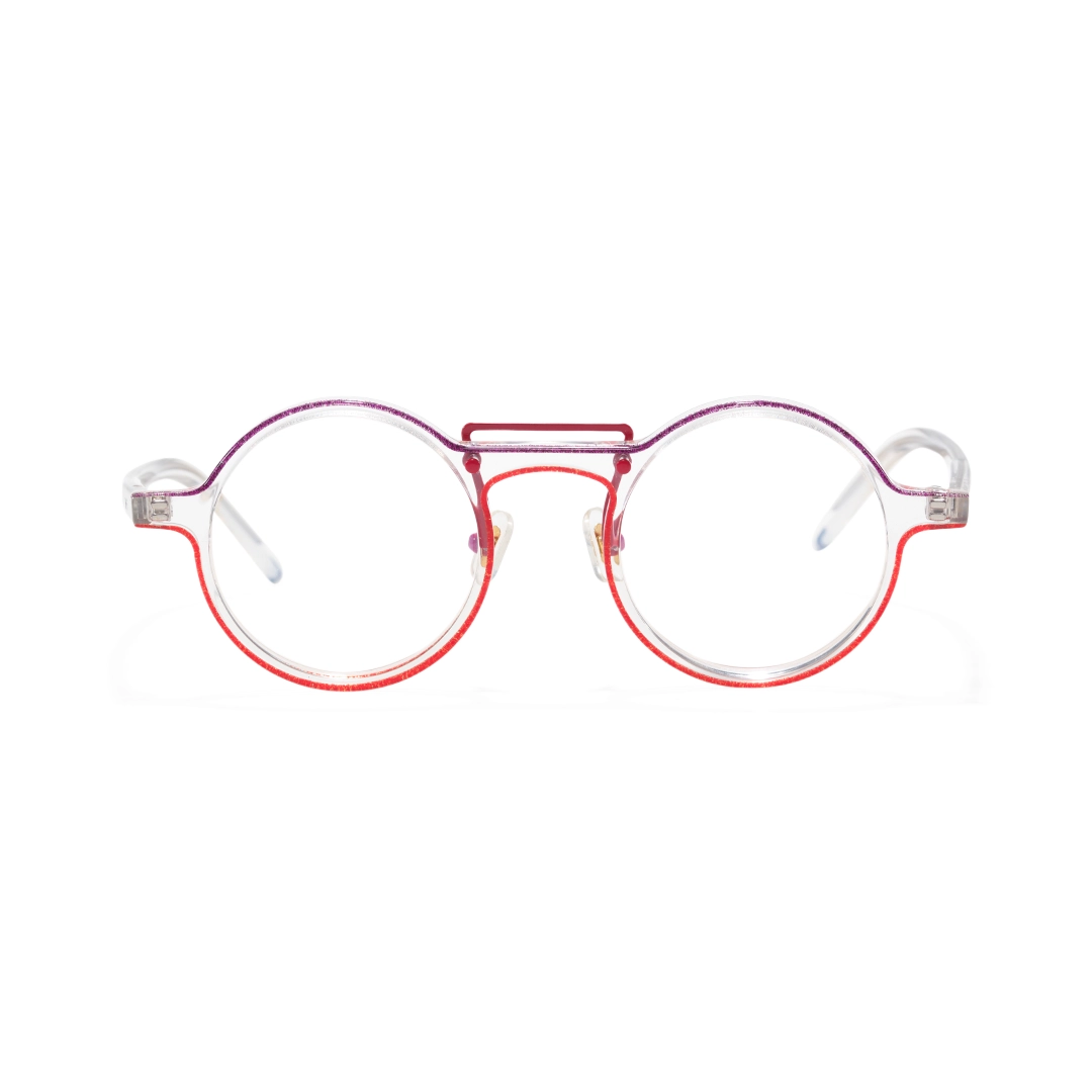 Front view of May steampunk round acetate eyeglasses RA0052306 in red