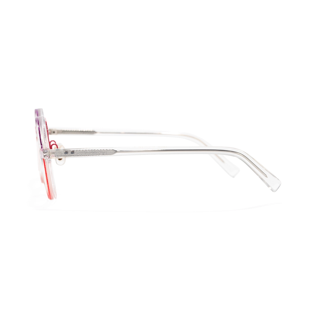 Side view of May steampunk round acetate eyeglasses RA0052306 in red