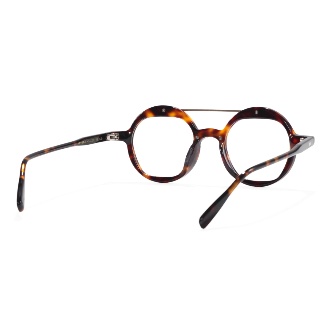 Back view of Cool vintage round acetate eyeglasses RA0052308 in tortoise