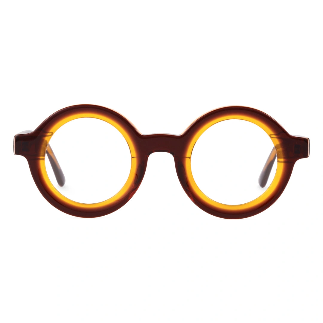 Front view of Knox round acetate eyeglasses RA0052408 in brown