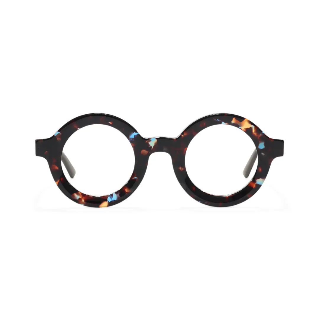 Front-view of Knox round acetate eyeglasses RA0052408 in brown tortoise