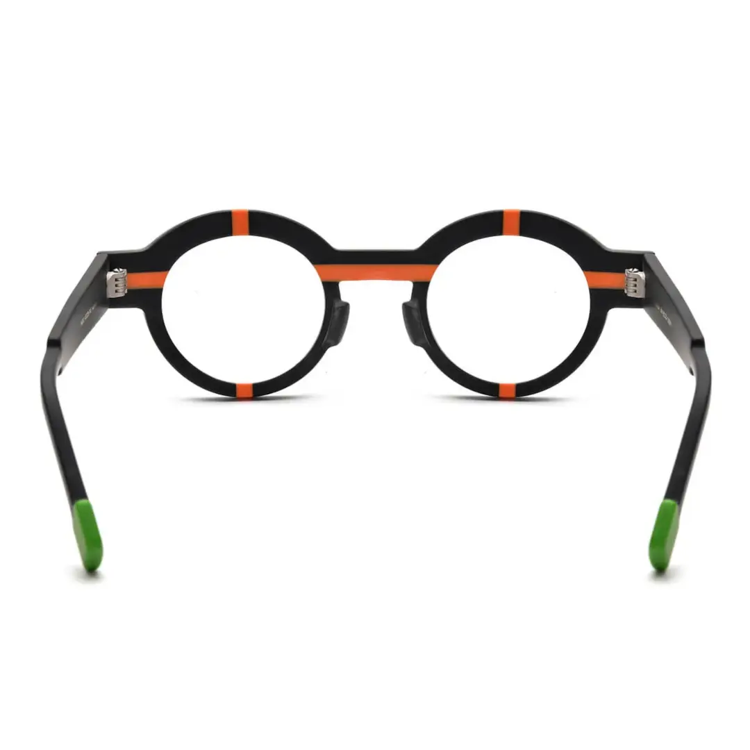 Back view of Know colorful round acetate eyeglasses in black. SPU: RA0062311