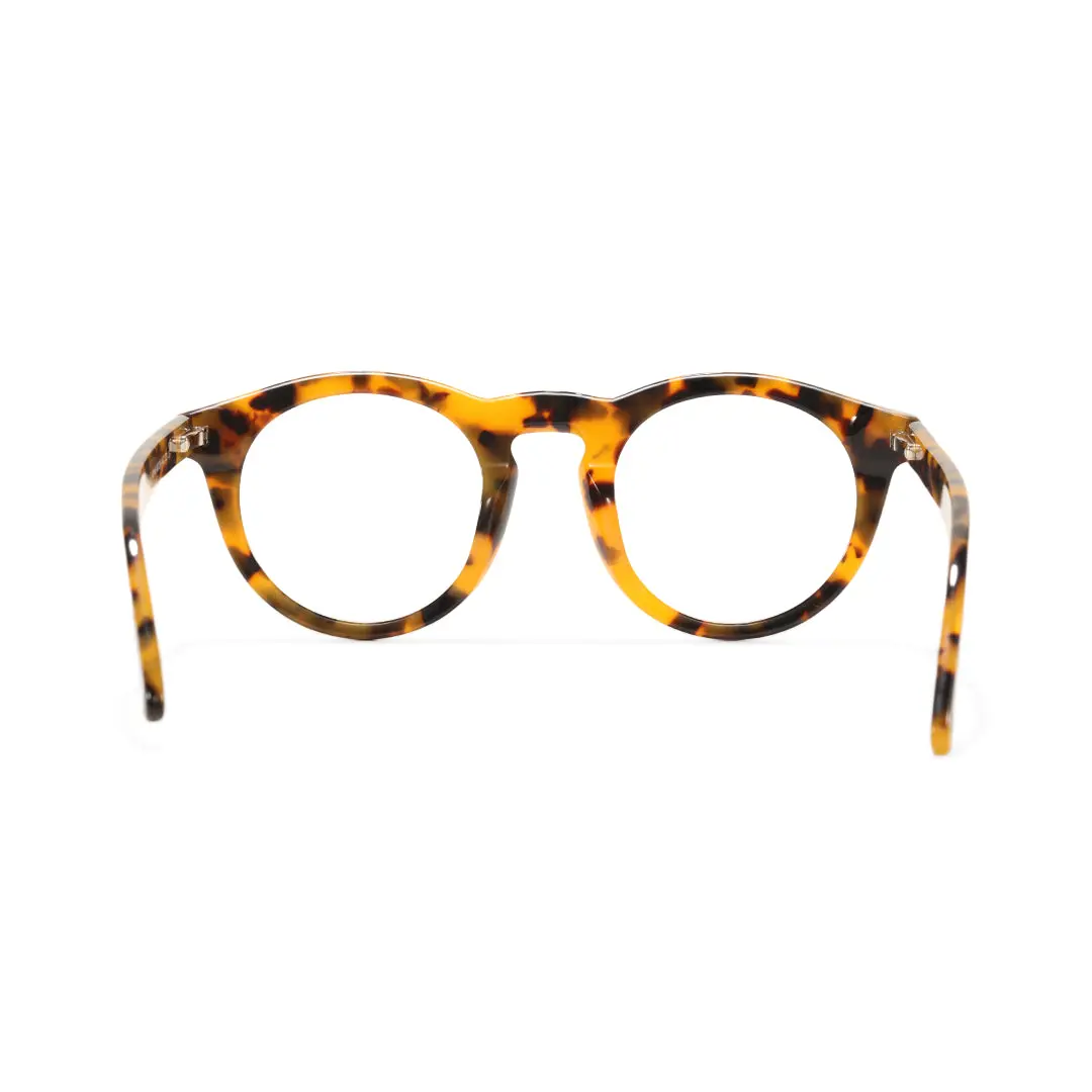 Back view of Nilo round acetate eyeglasses RA0062506 in tortoise